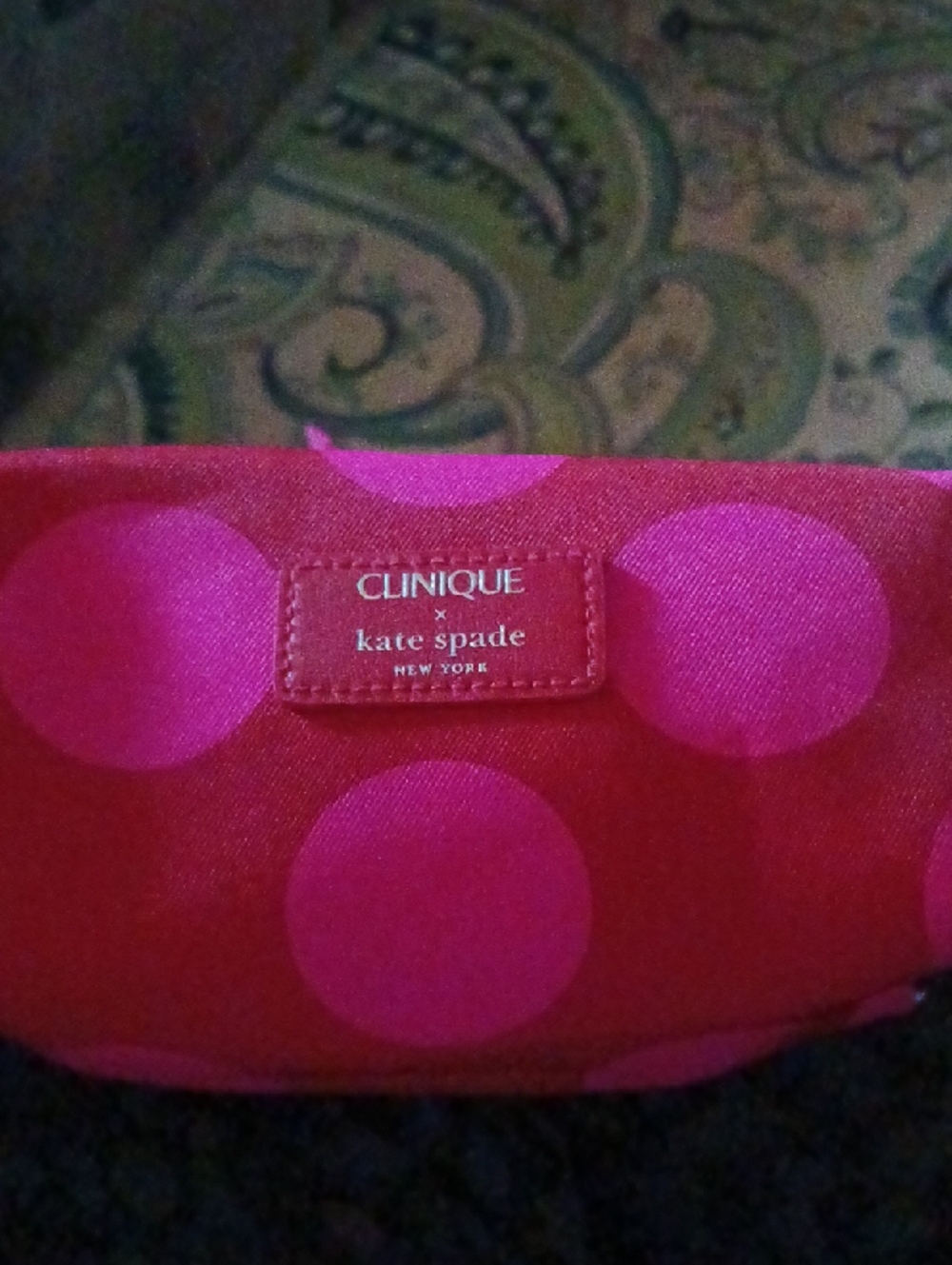 Clinique x Kate Spade Pink and Red Polka Dot Cosmetic Pouch